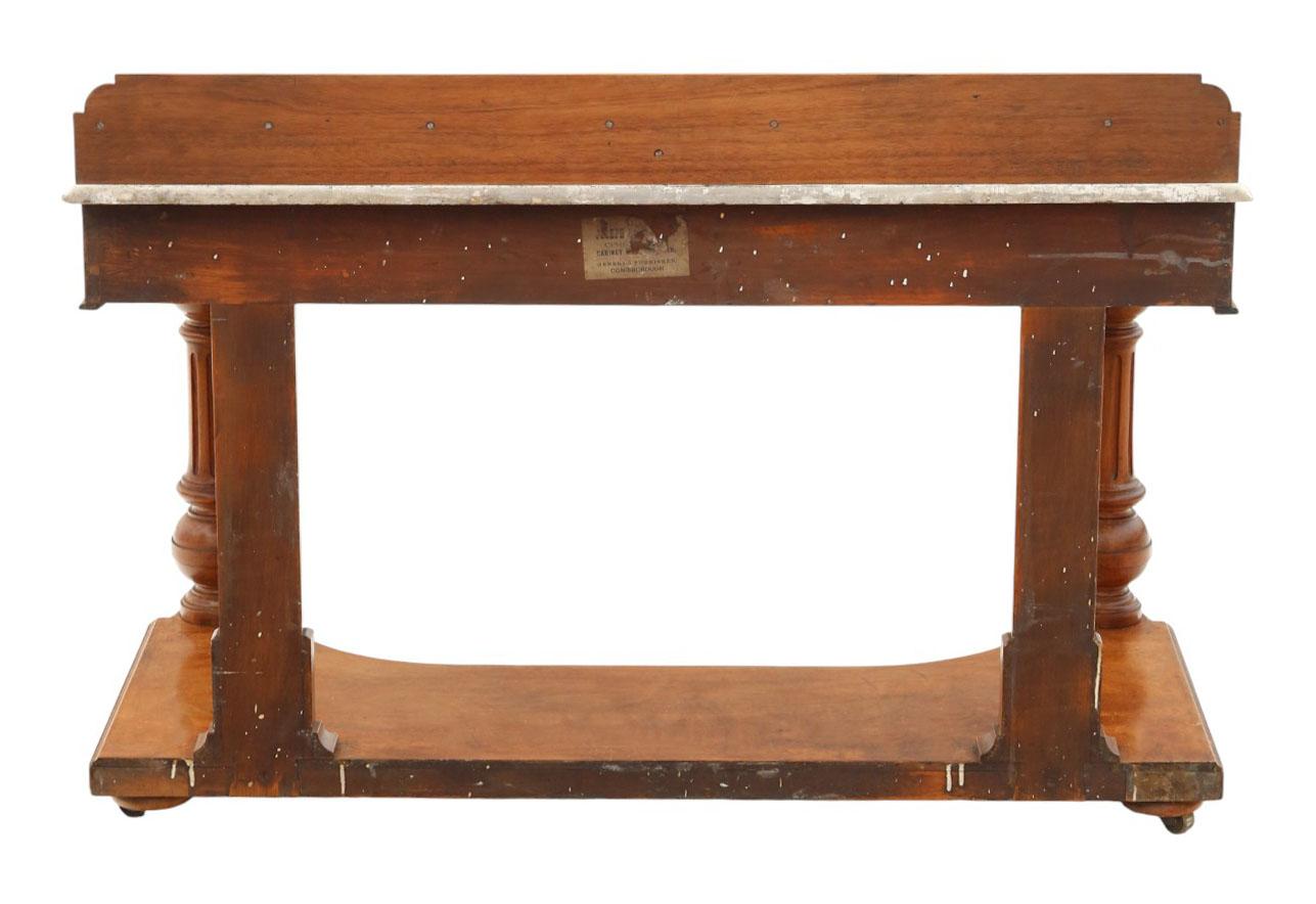 Ancienne table de toilette à deux tiroirs en acajou et marbre du XIXe siècle en vente 2