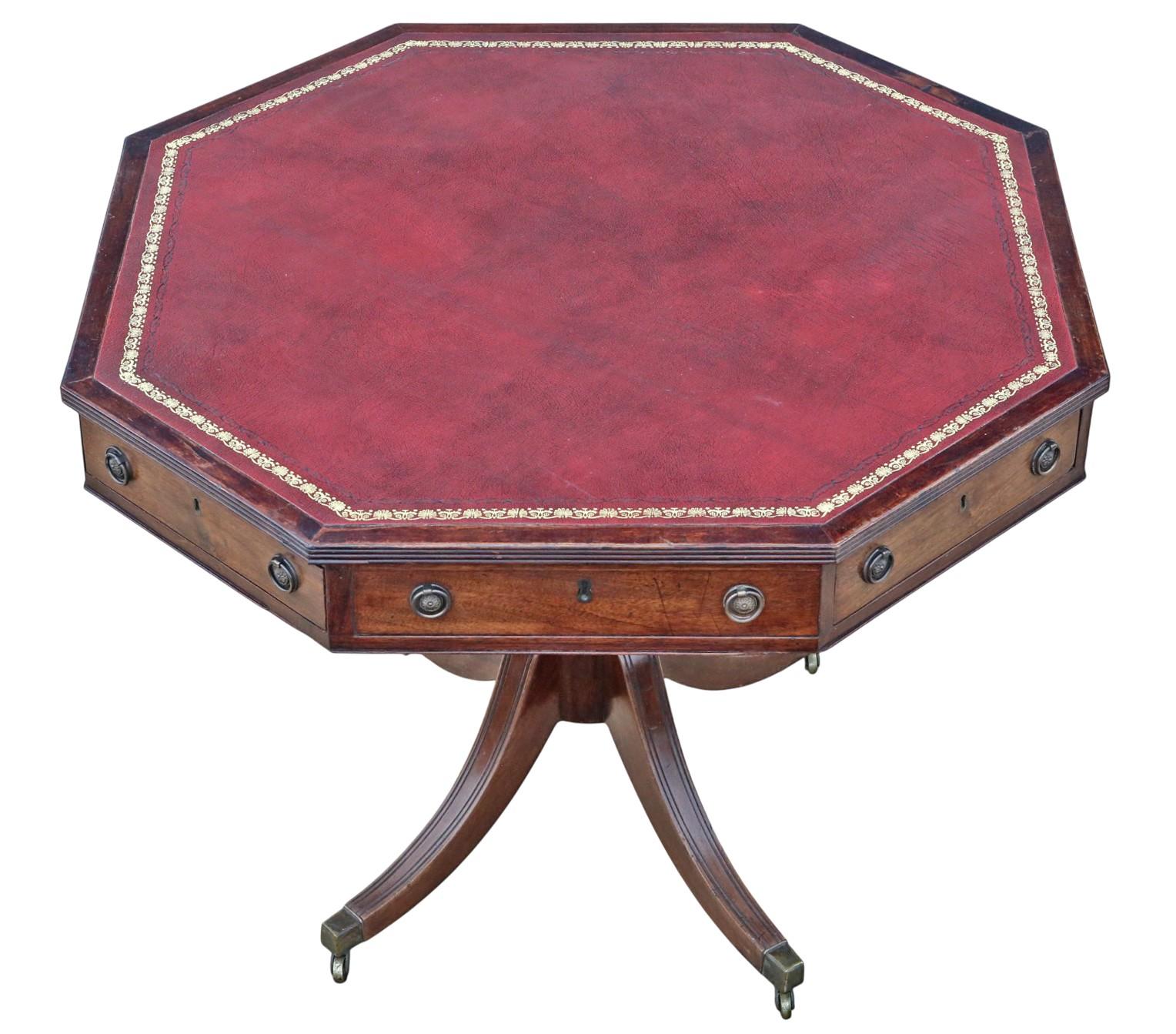Antico tavolo da gioco a tamburo ottagonale in mogano del XIX secolo - Tavolo da gioco di alta qualità

Un tavolo da gioco a tamburo ottagonale dell'inizio del XIX secolo realizzato in mogano con carcassa in legno dolce e cassetti foderati in Oak,