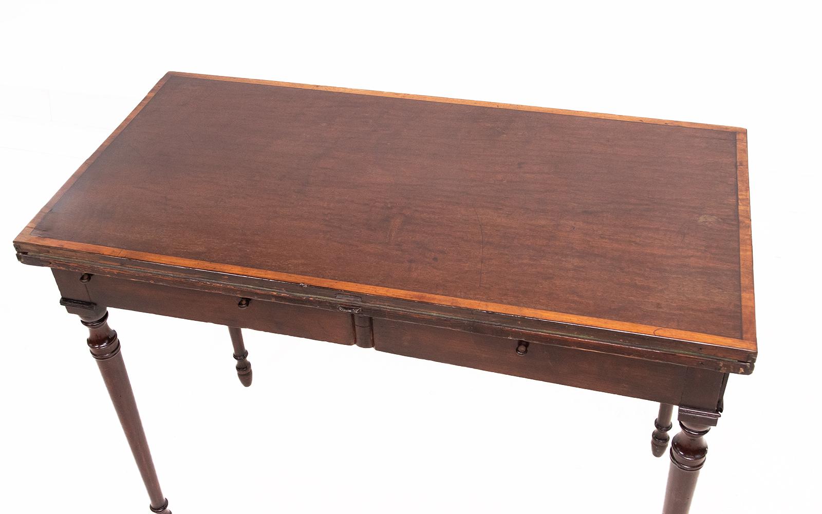 Antique 19th Century Mahogany Royal Crown Stamped Card Table 1
