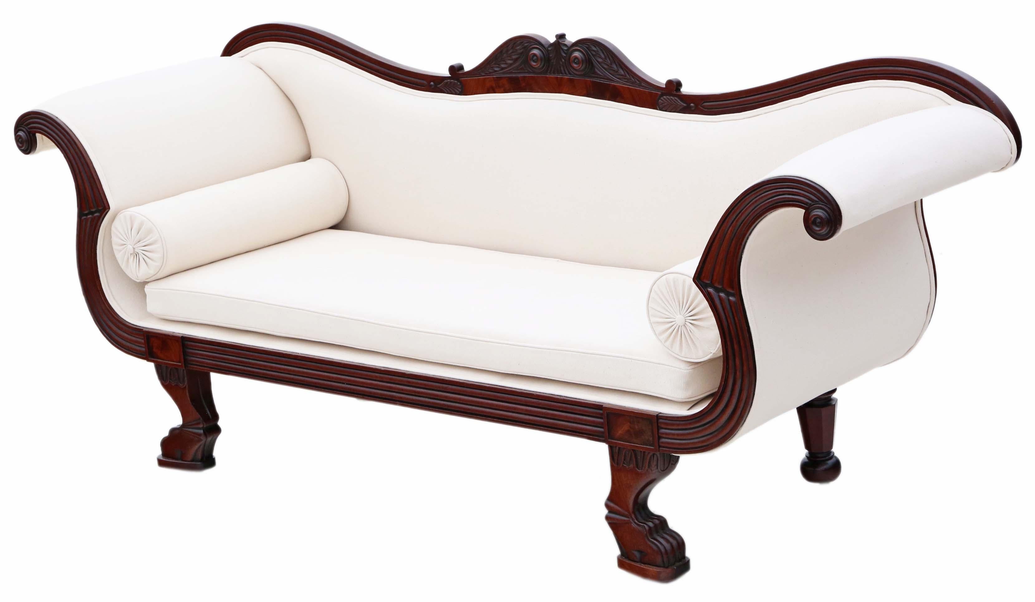 Antique 19th Century Mahogany Scroll Arm Sofa - Very Fine Quality In Good Condition For Sale In Wisbech, Cambridgeshire