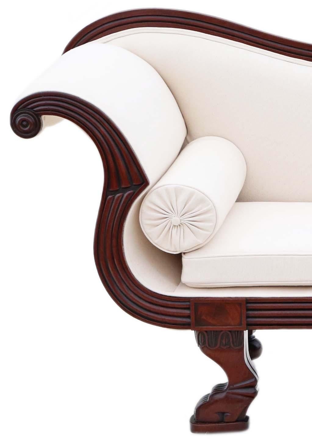 Antique 19th Century Mahogany Scroll Arm Sofa - Very Fine Quality For Sale 1