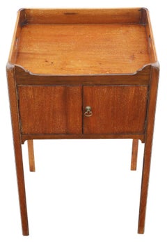 Antique 19th Century Mahogany Tray Top Nightstand Washstand Bedside Table