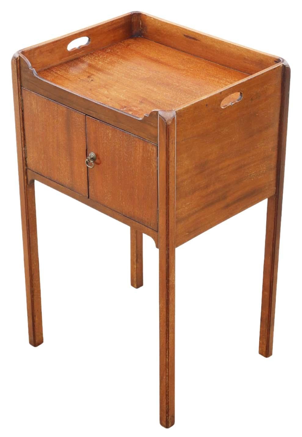 Antique 19th Century Mahogany Tray Top Nightstand Washstand Bedside Table For Sale 1