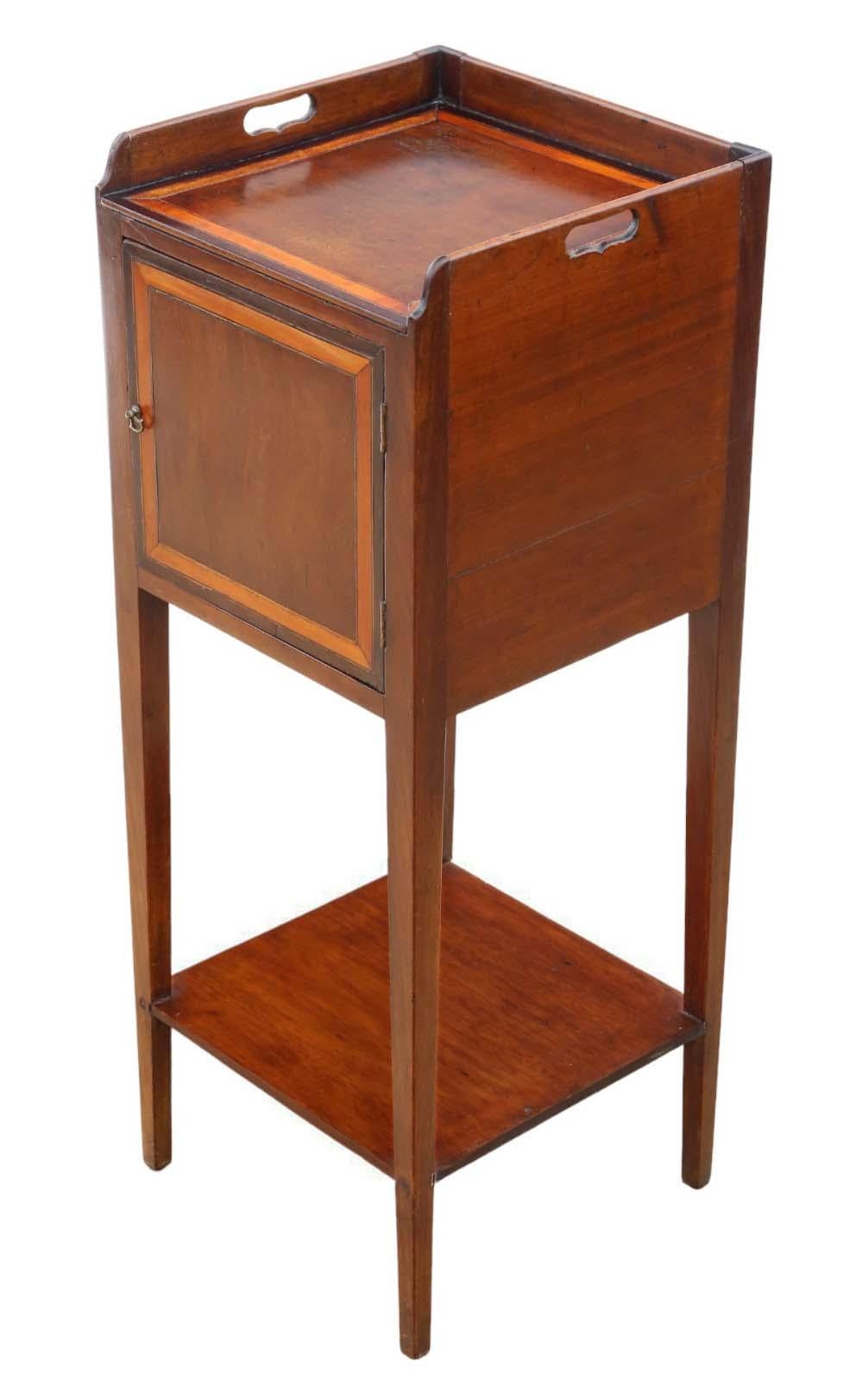 Antique 19th Century Mahogany Tray Top Nightstand Washstand Bedside Table For Sale 1