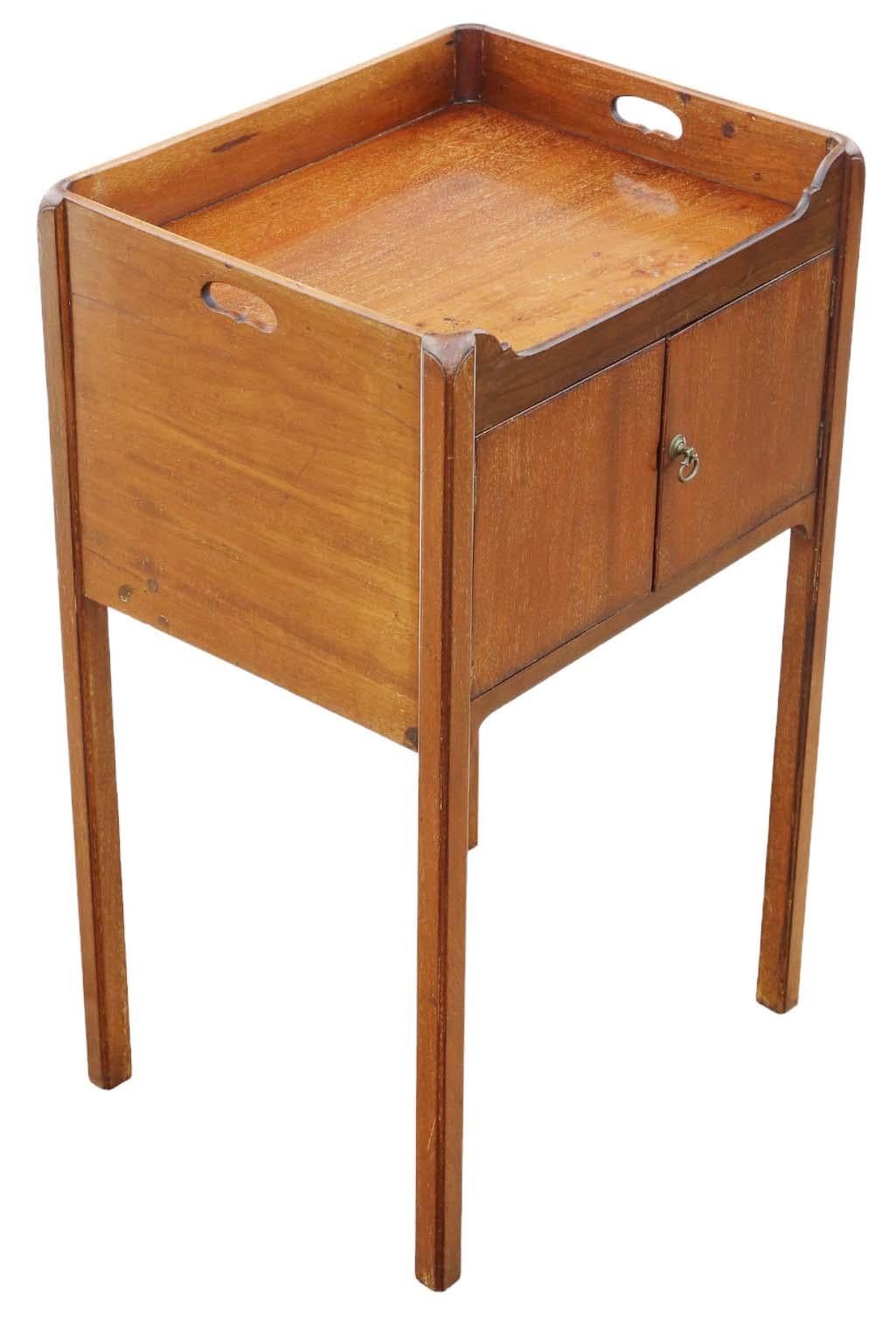 Antique 19th Century Mahogany Tray Top Nightstand Washstand Bedside Table For Sale 2