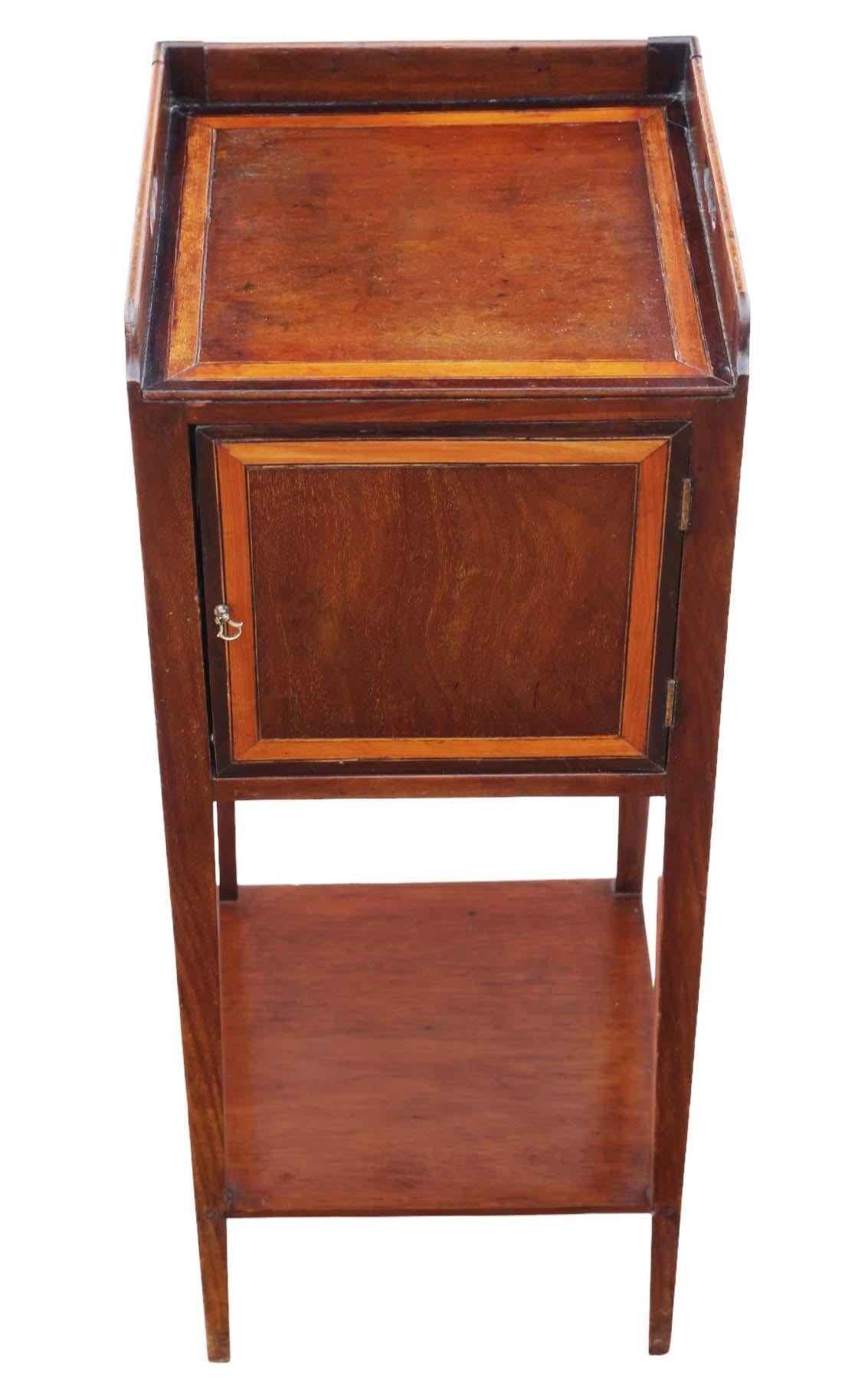 Antique 19th Century Mahogany Tray Top Nightstand Washstand Bedside Table For Sale 3