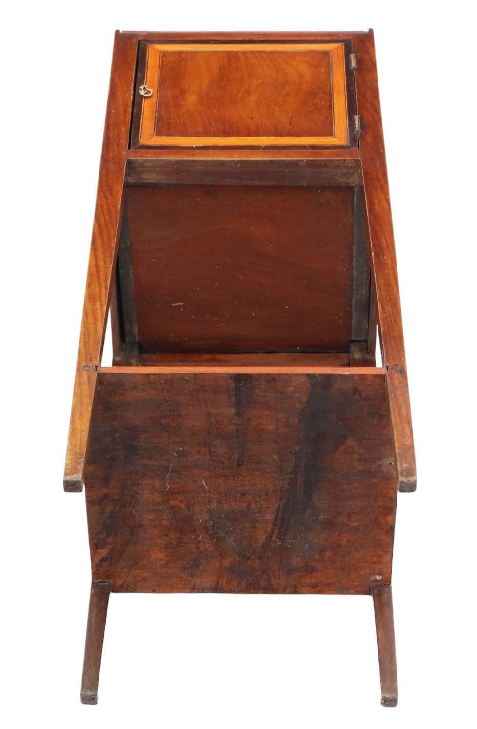 Antique 19th Century Mahogany Tray Top Nightstand Washstand Bedside Table For Sale 5