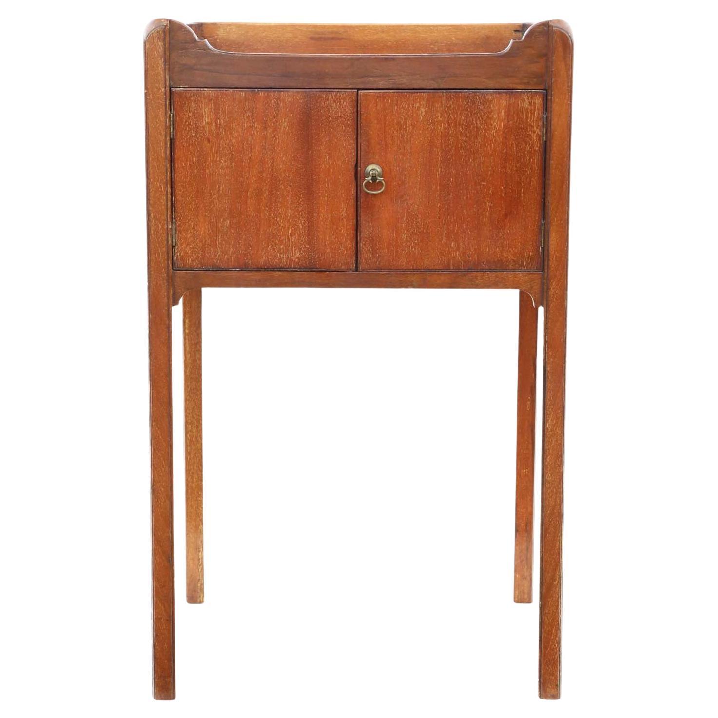 Antique 19th Century Mahogany Tray Top Nightstand Washstand Bedside Table