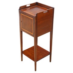 Antique 19th Century Mahogany Tray Top Nightstand Washstand Bedside Table