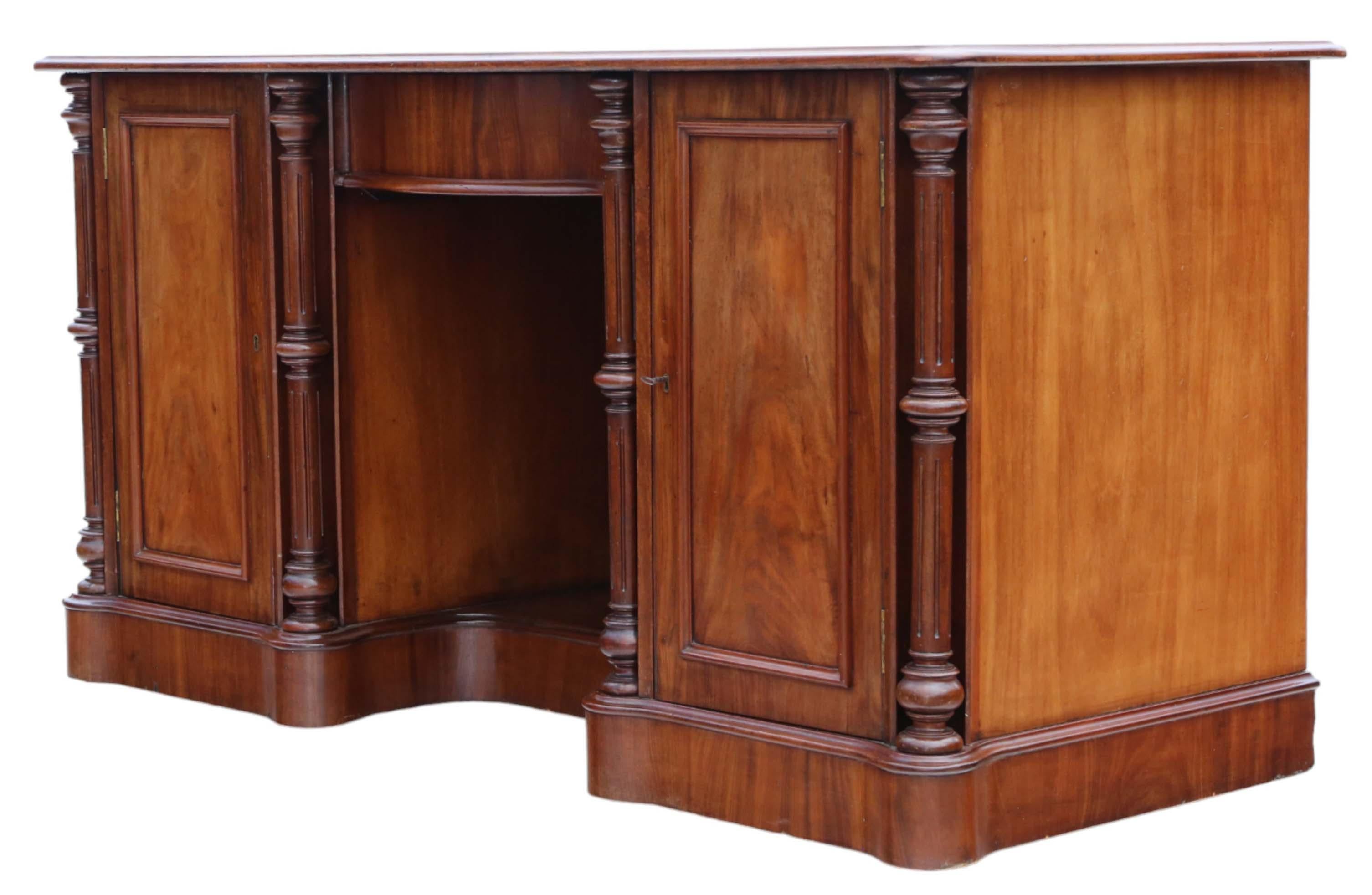 Antique 19th Century mahogany twin pedestal desk, dressing writing table For Sale 2
