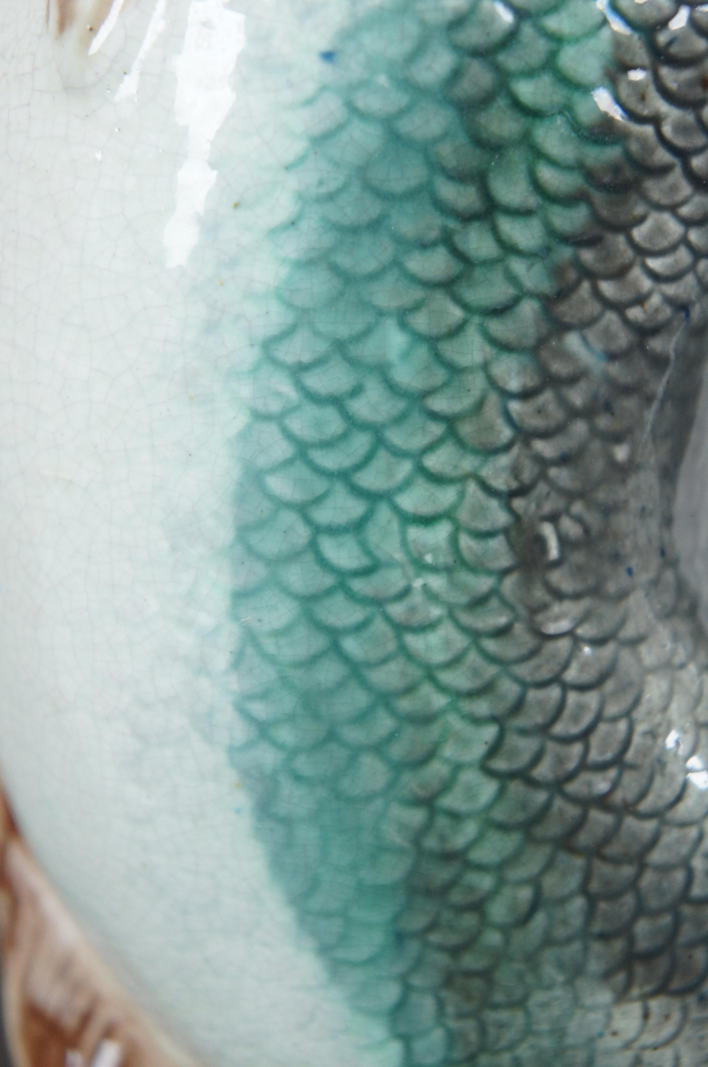 Antique 19th Century Majolica Gurgling Fish Jug Pitcher Vase Figurine 2