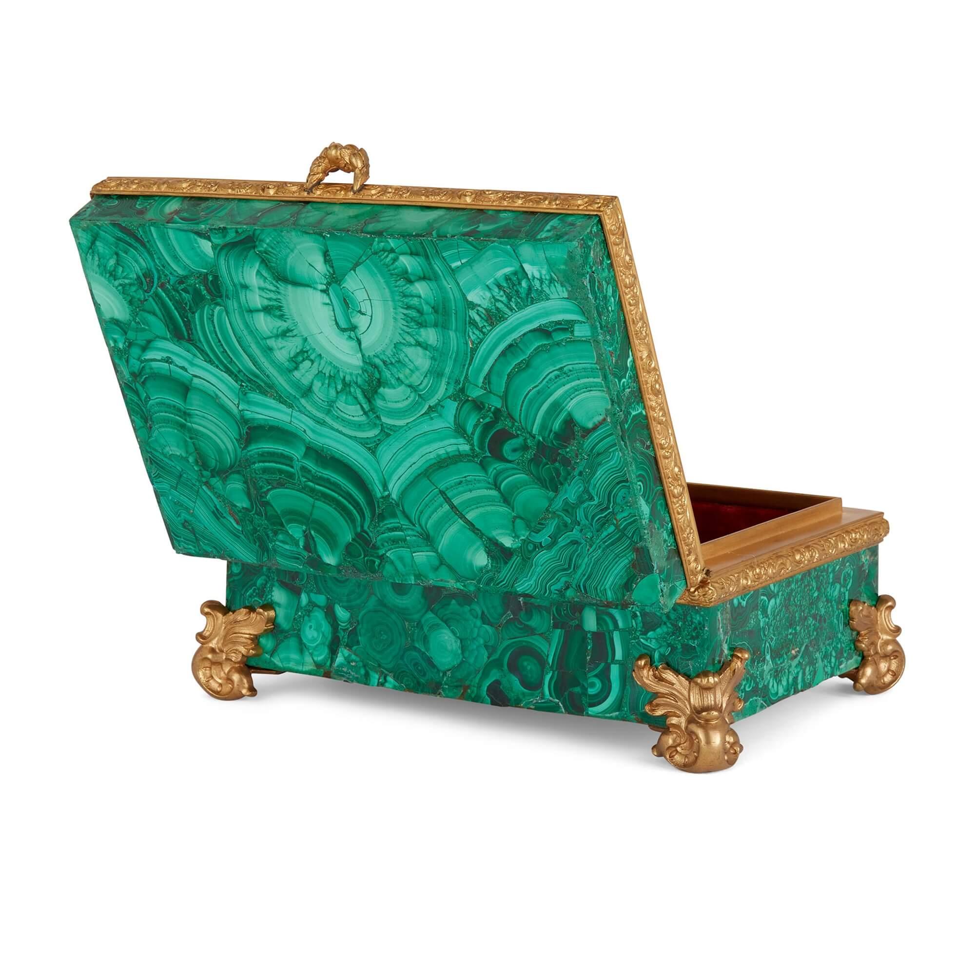 Antique 19th Century Malachite and Ormolu Casket  In Good Condition For Sale In London, GB
