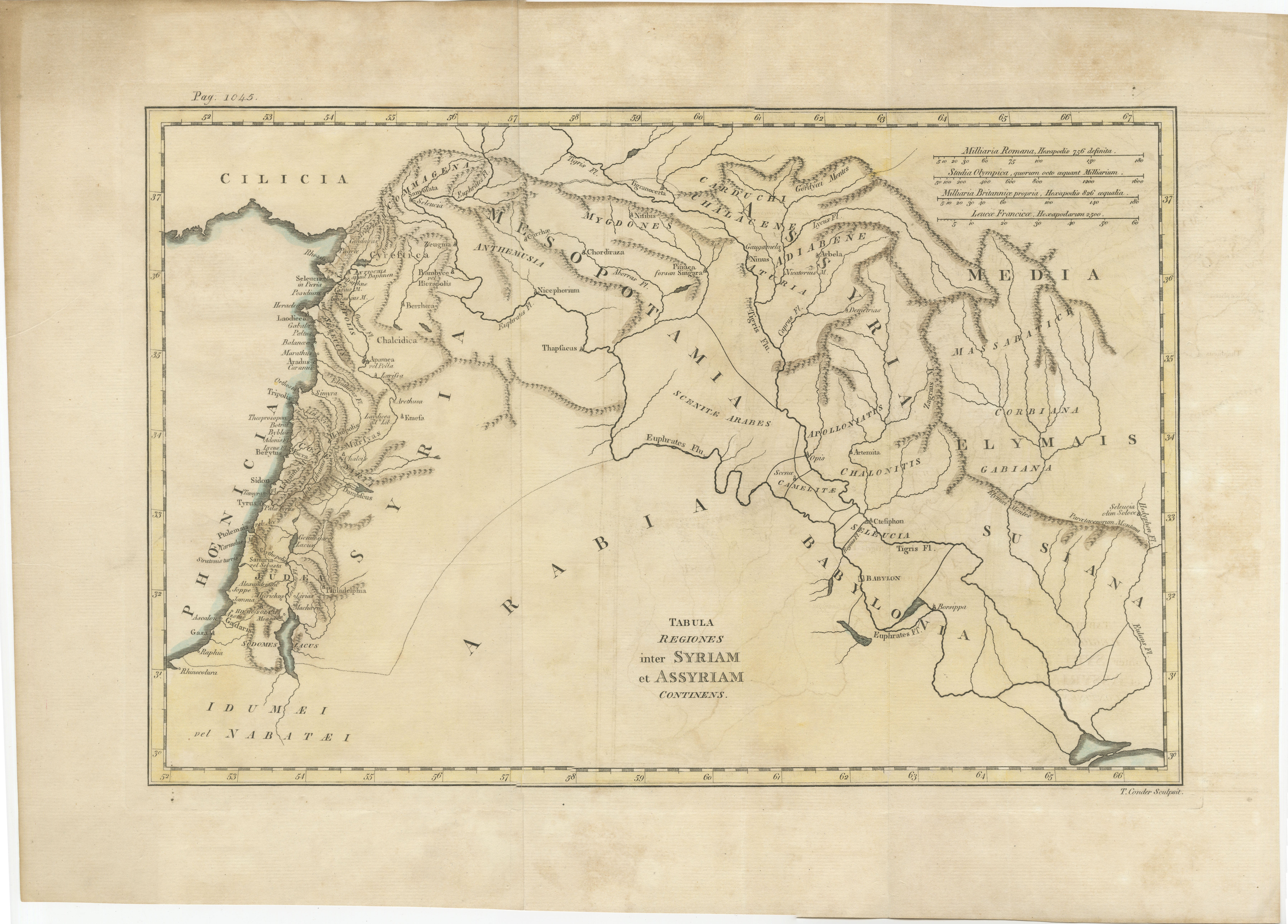 19th Century Map of Ancient Syria and Assyria: 'Tabula Regiones inter Syriam et Assyriam continens'
