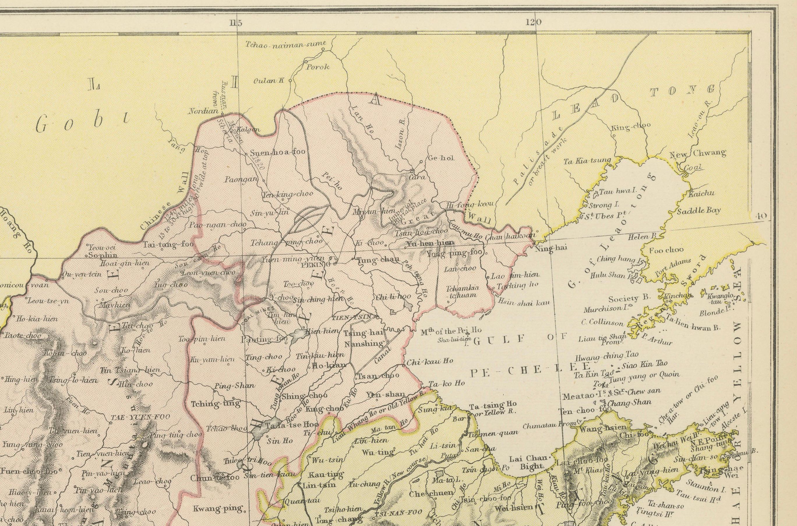 Carte ancienne de Chine du 19e siècle par Blackie & Son, 1882 Bon état - En vente à Langweer, NL