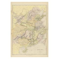Antica mappa della Cina del XIX secolo di Blackie & Son, 1882