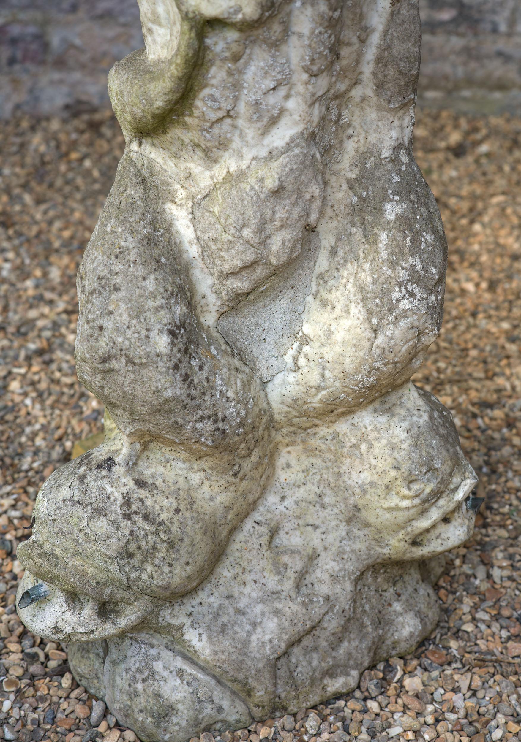 Antique 19th Century Marble Fountain with Dolphins and Putto For Sale 1