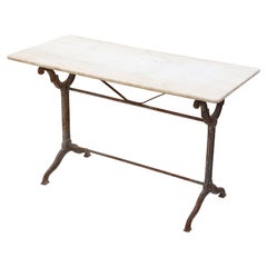 Antique 19th Century marble iron patisserie bistro kitchen garden dining table
