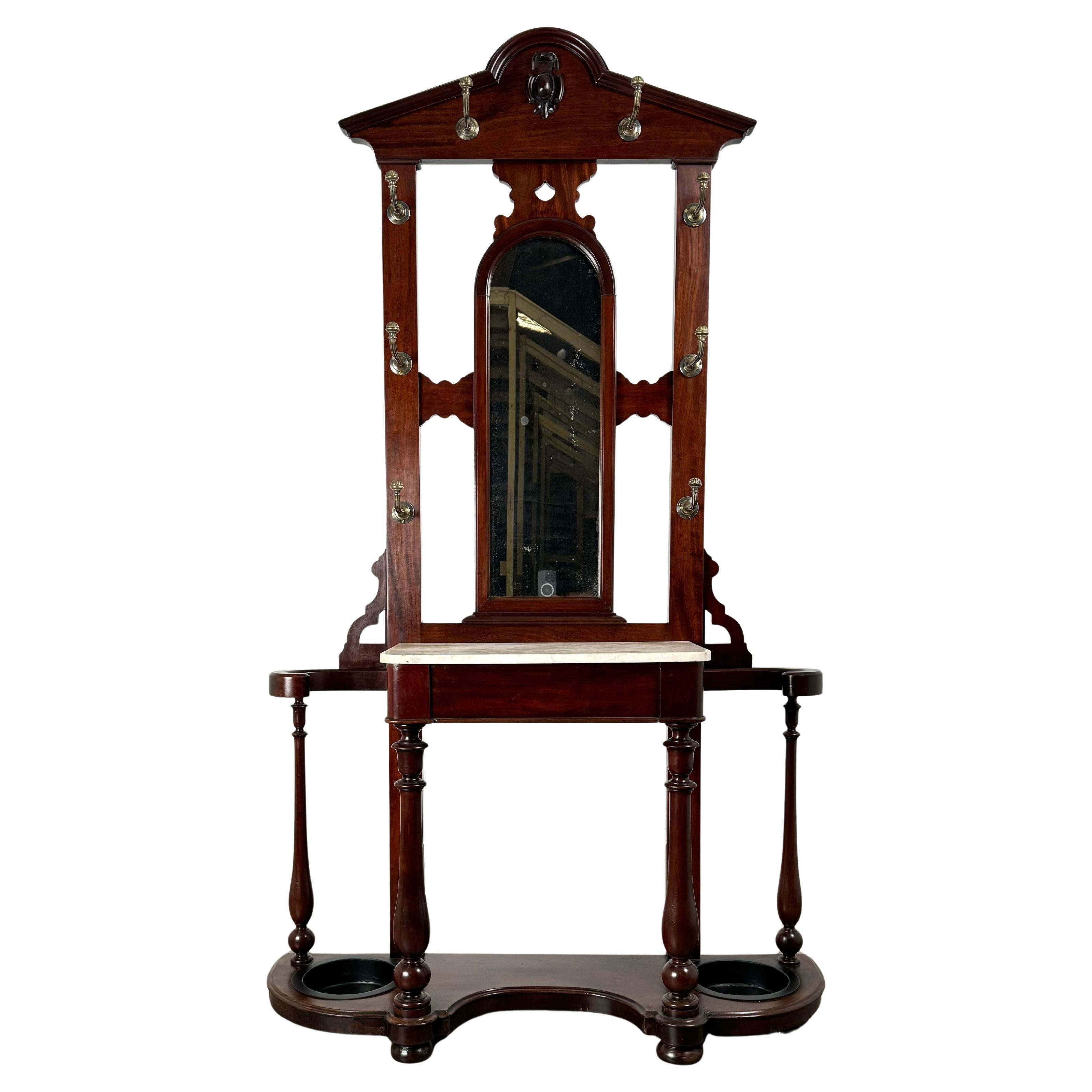 Antique 19th Century Marble Top Hall Stand In Mahogany ( REF AF-3465 )
