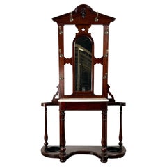 Ancien Hall Stand du 19ème siècle en acajou avec dessus en marbre ( REF AF-3465 )