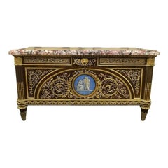 Ancienne commode Marie-Antoinette du 19ème siècle Paris en acajou bronze doré au feu