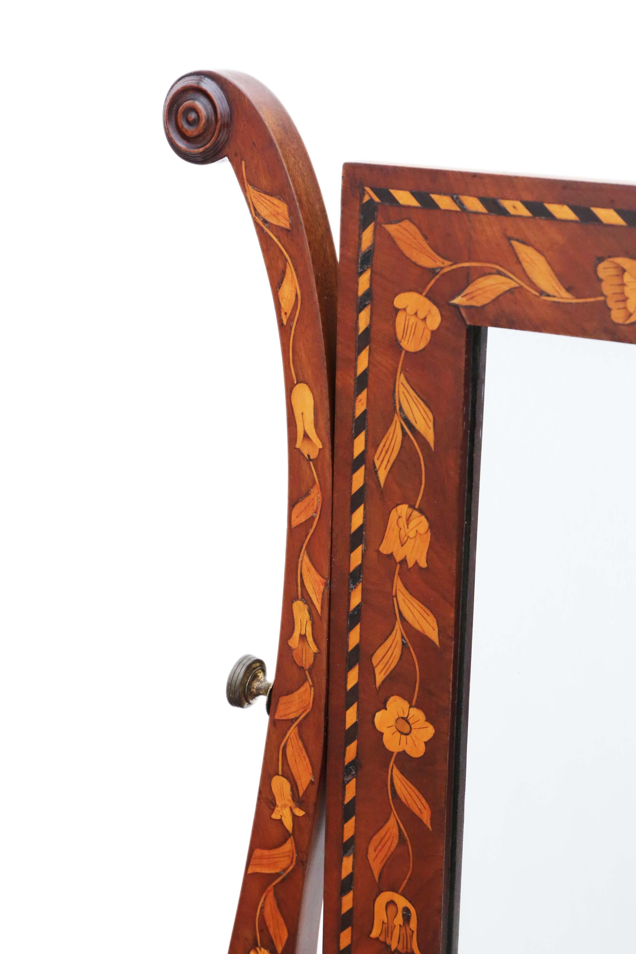 Wood Antique 19th Century Marquetry Dressing Table Swing Mirror Toilet For Sale