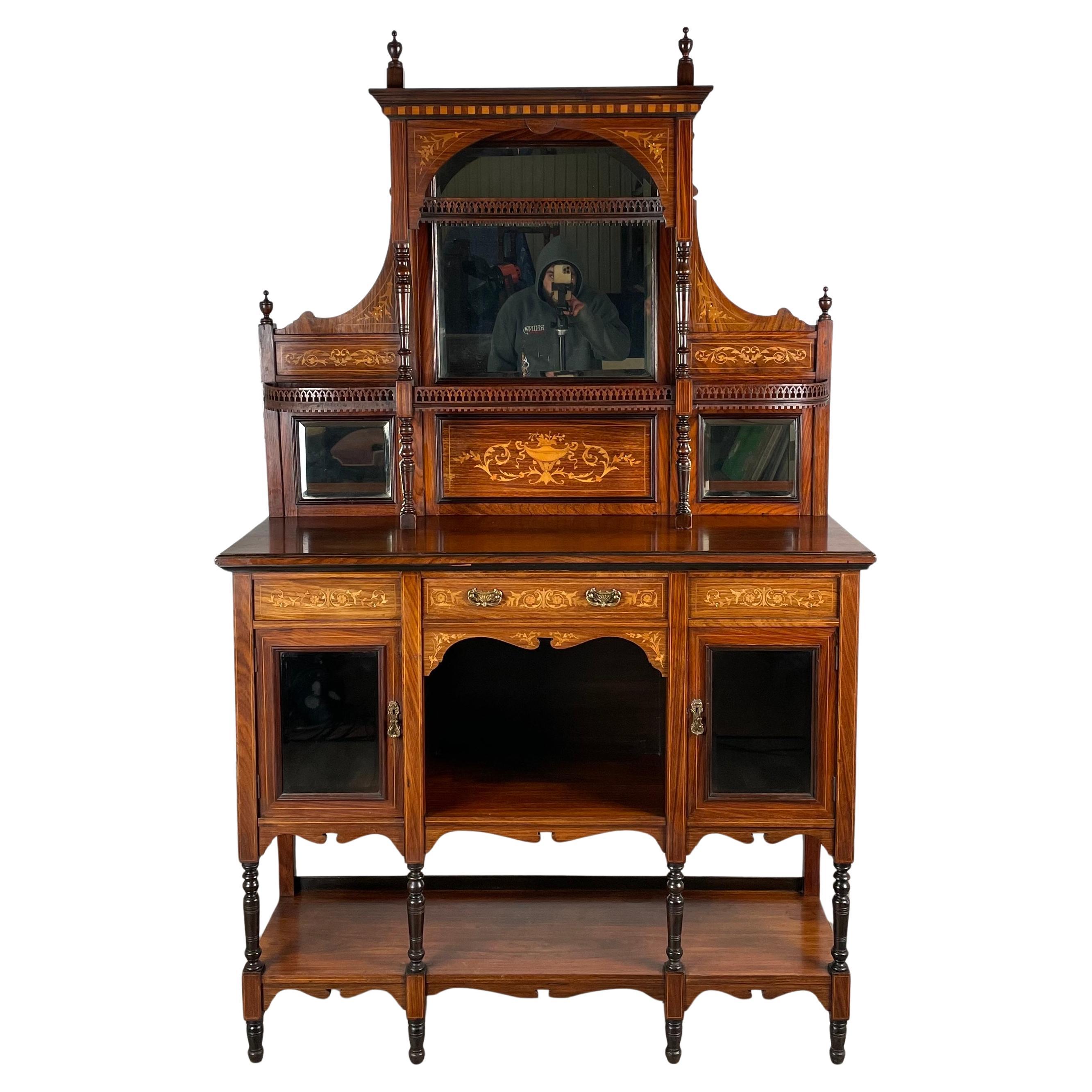 Antique 19th Century Marquetry Sideboard In Rosewood ( REF AF-1935 )