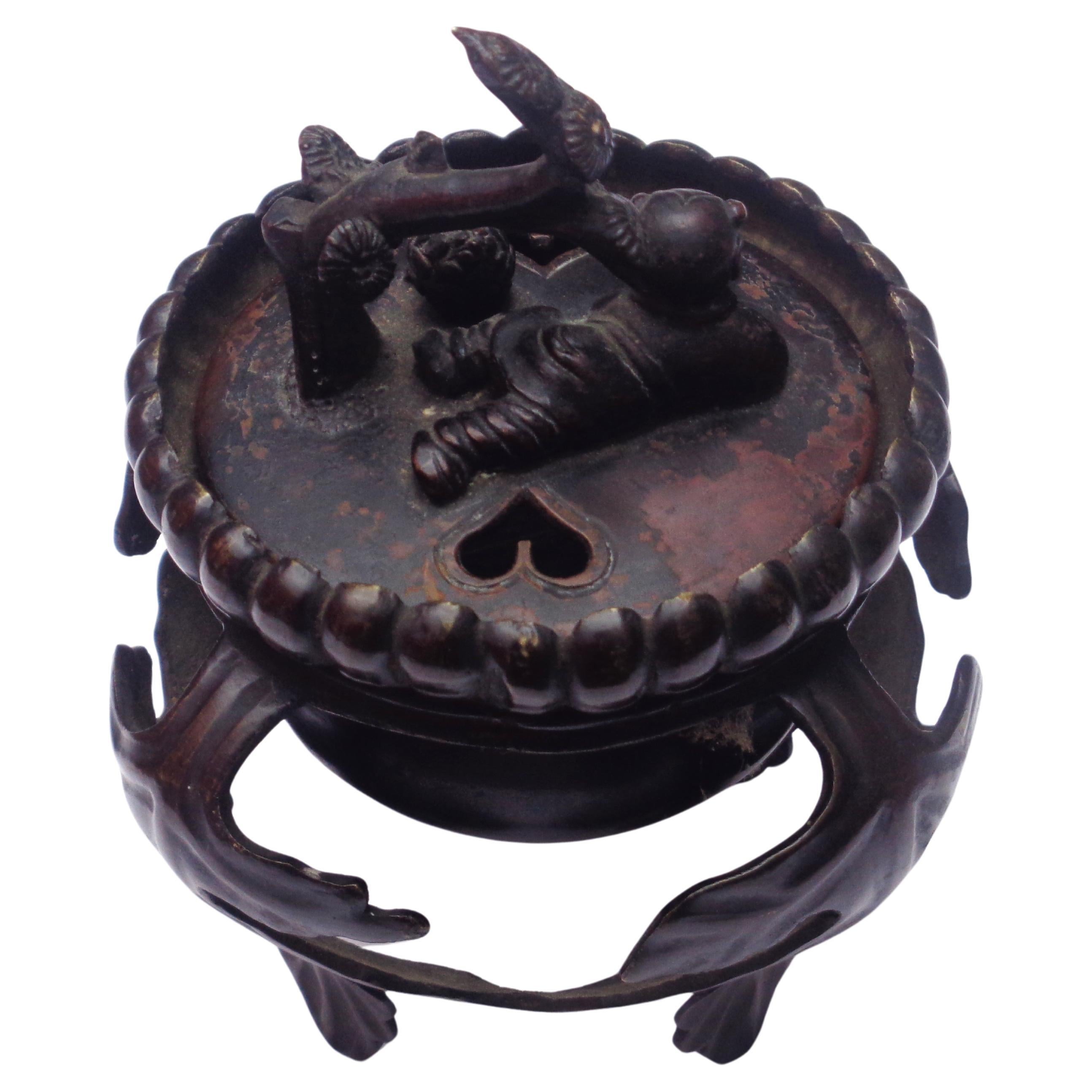 Hand-Crafted 19th Century Japanese Meiji Period Bronze Censer For Sale