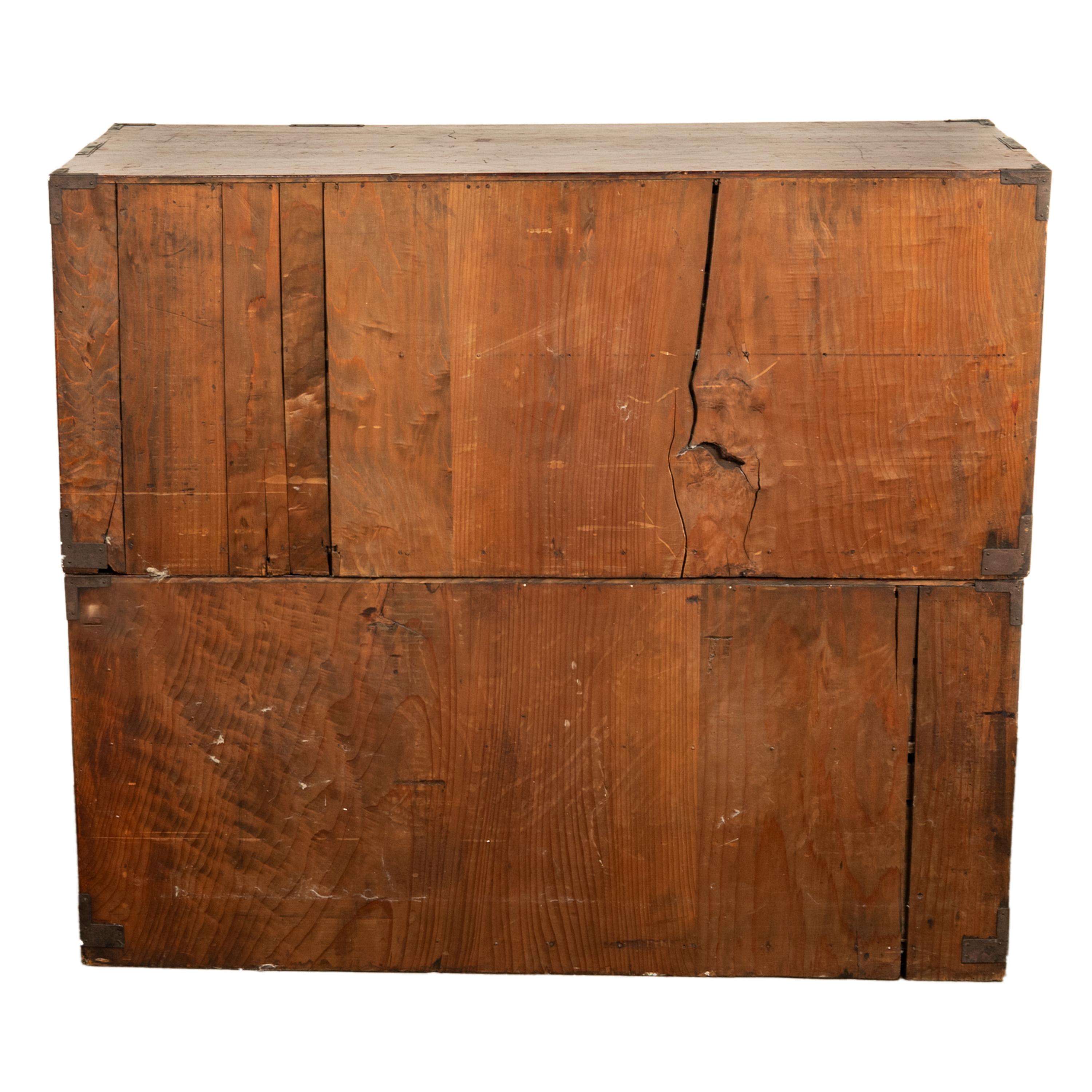 Antique 19th Century Meiji Period Japanese Tansu Isho Dansu Two Section Chest  For Sale 11
