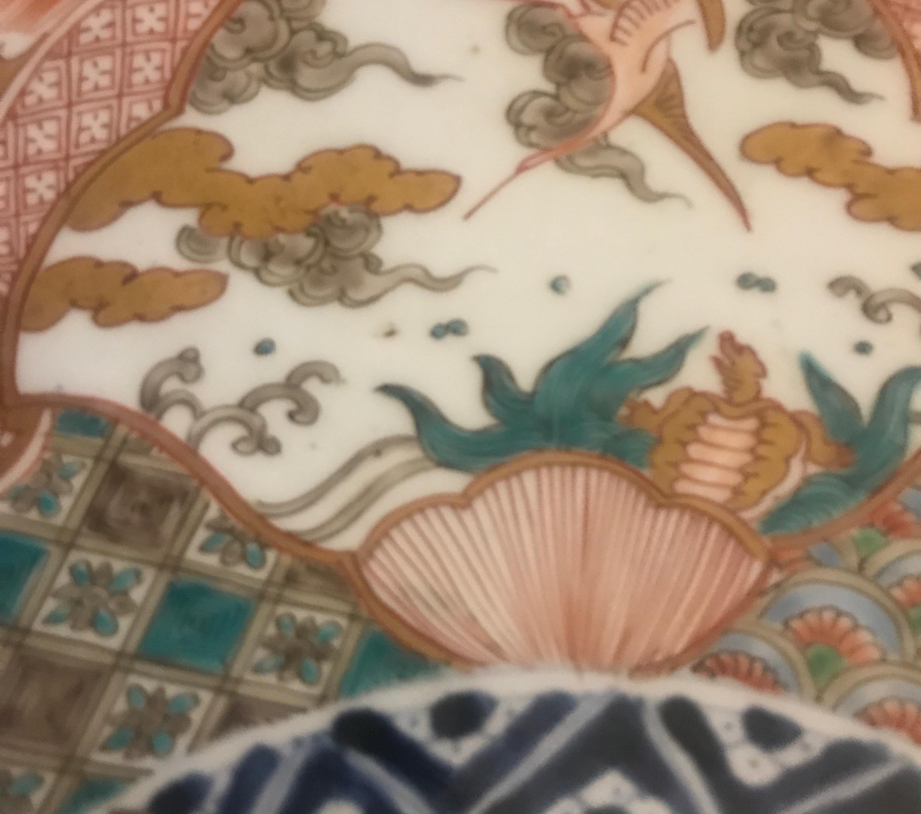 Porcelain Antique 19th Century Meiji Period Large Imari Charger 18 inches Diameter.