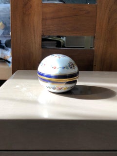 Antique 19th Century Meissen Egg Floral Gilt Trinket Box, France, 1875, Cobalt