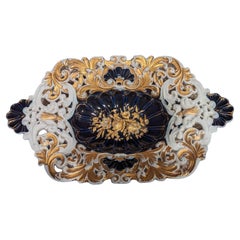 Antique 19th Century Meissen Porcelain Cobalt Blue & Gold Gilted Floral Bowl