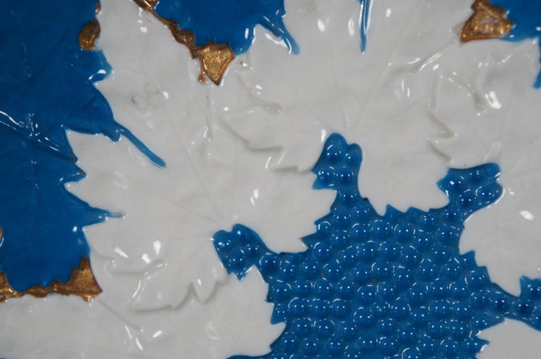 Antique 19th Century Meissen Porcelain Gilded Blue & White Leaf Charger For Sale 6