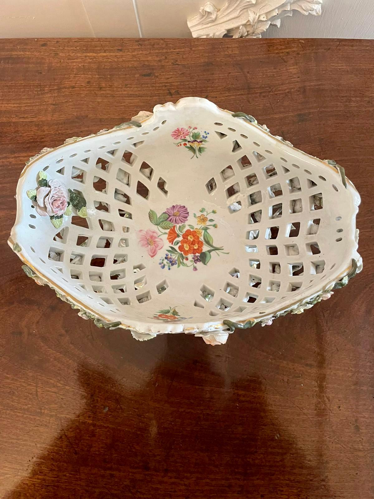 Antique 19th Century Meissen Style Work Basket Dish For Sale 14