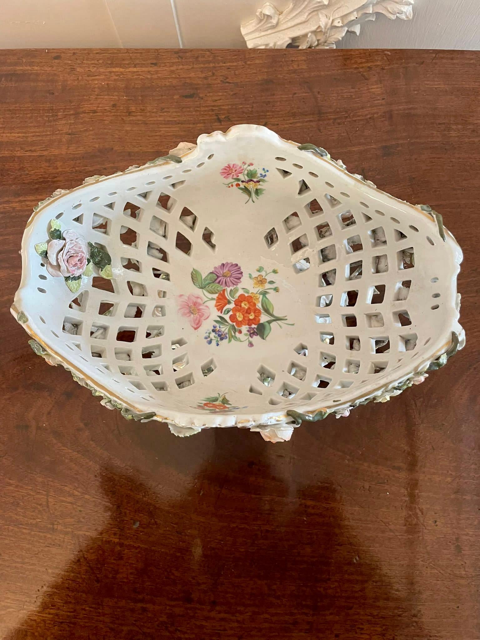 Antique 19th Century Meissen Style Work Basket Dish For Sale 4