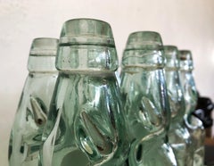 Antique 19th Century Mexican Codd Neck Glass Soda Bottles, Set of 6