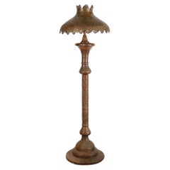 Antique 19th Century Middle Eastern Moorish Brass Pierced Floor Lamp