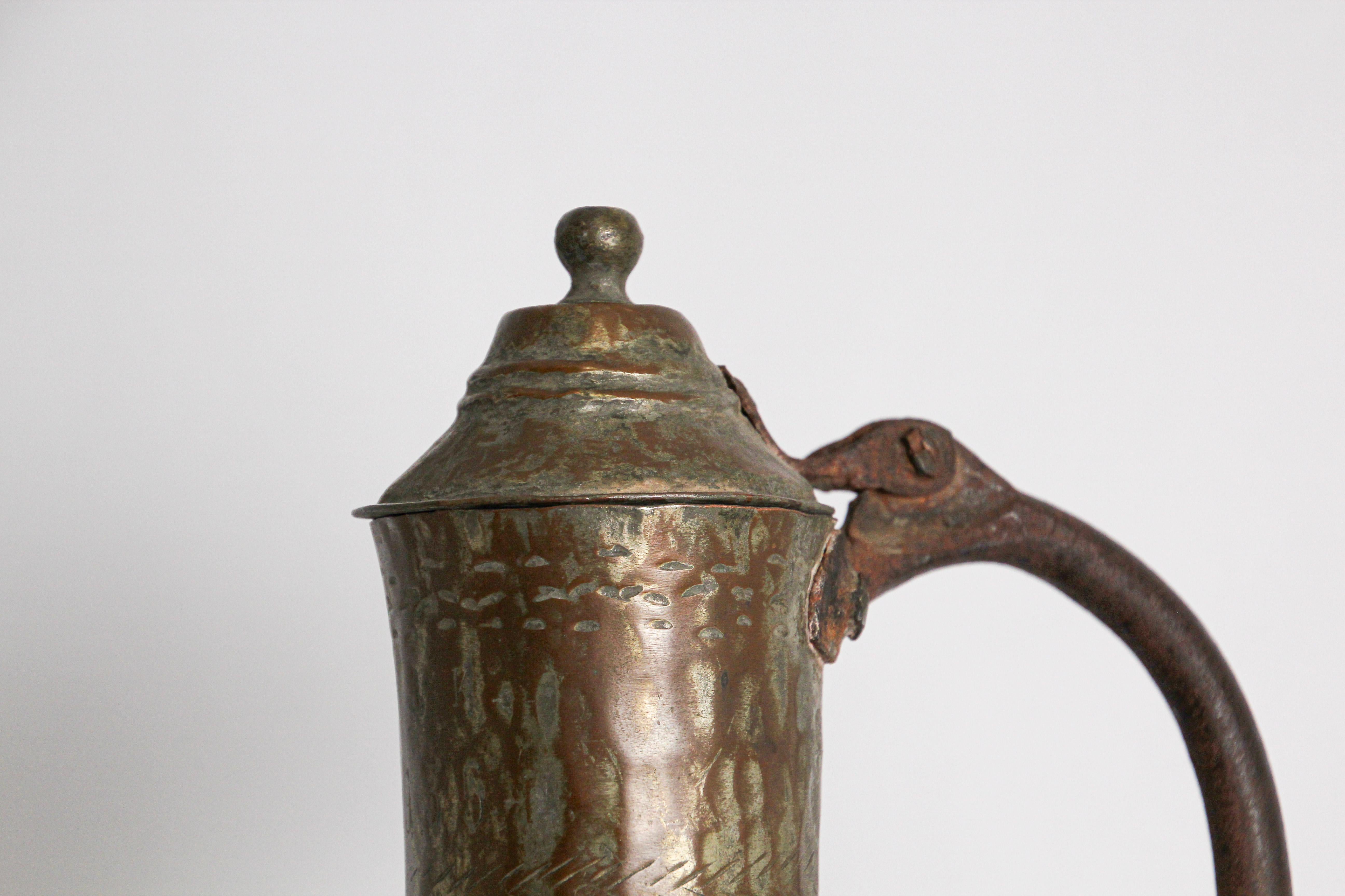 Antique 19th Century Middle Eastern Tinned Copper Ewer For Sale 6
