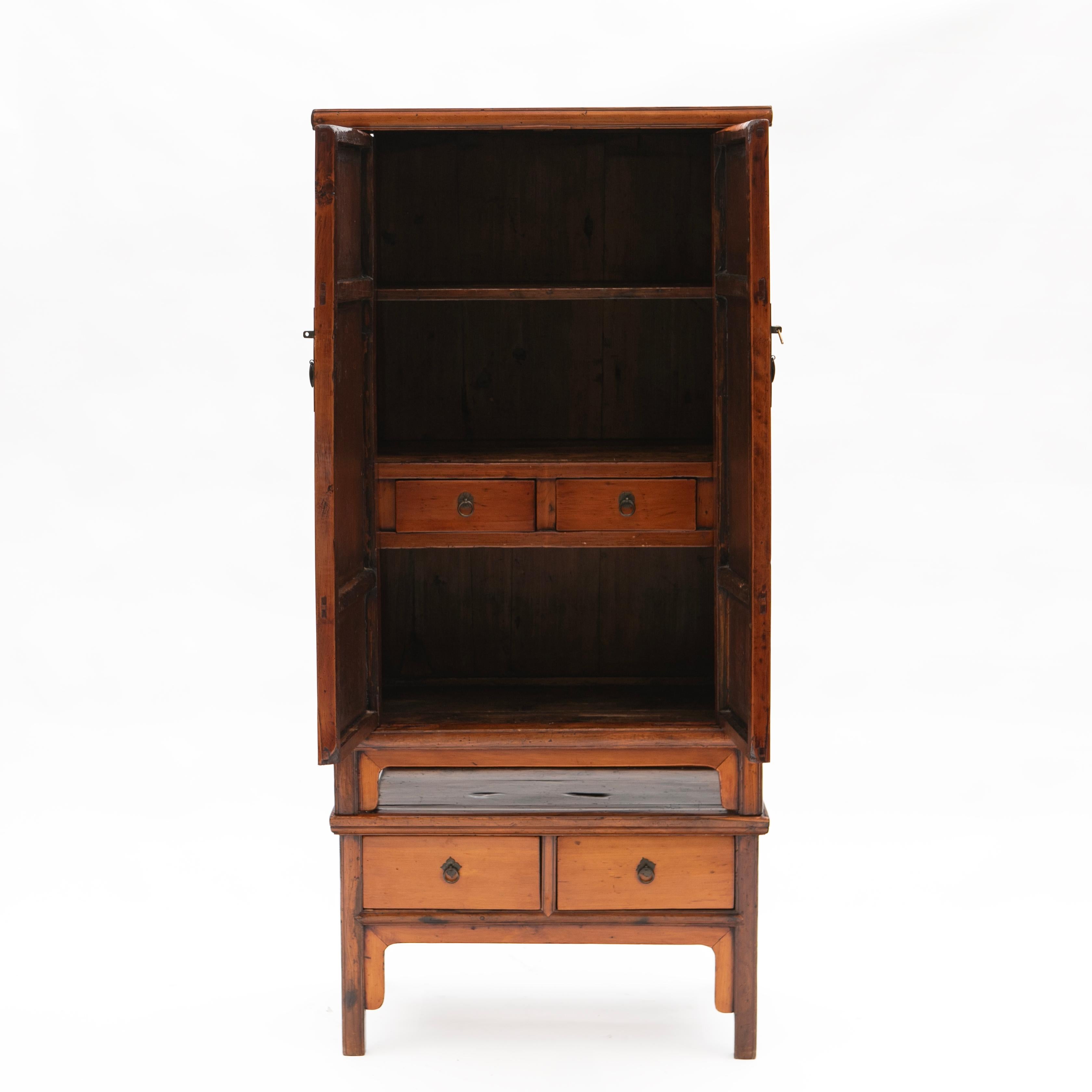 Chinese Antique 19th Century Ming Style Cabinet in Peachwood For Sale