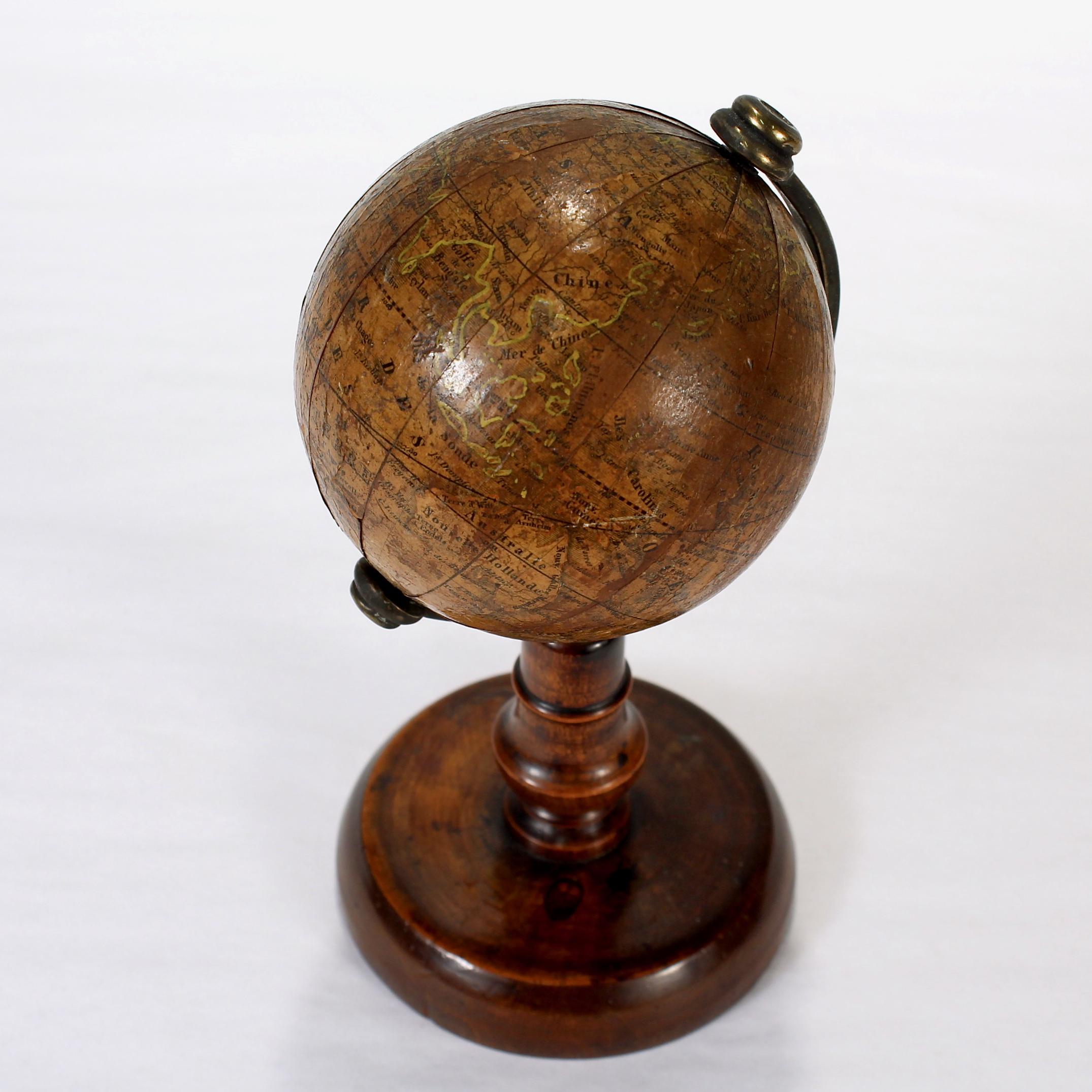 Neoclassical Antique 19th Century Miniature French Edition Globe by C. Abel-Klinger For Sale