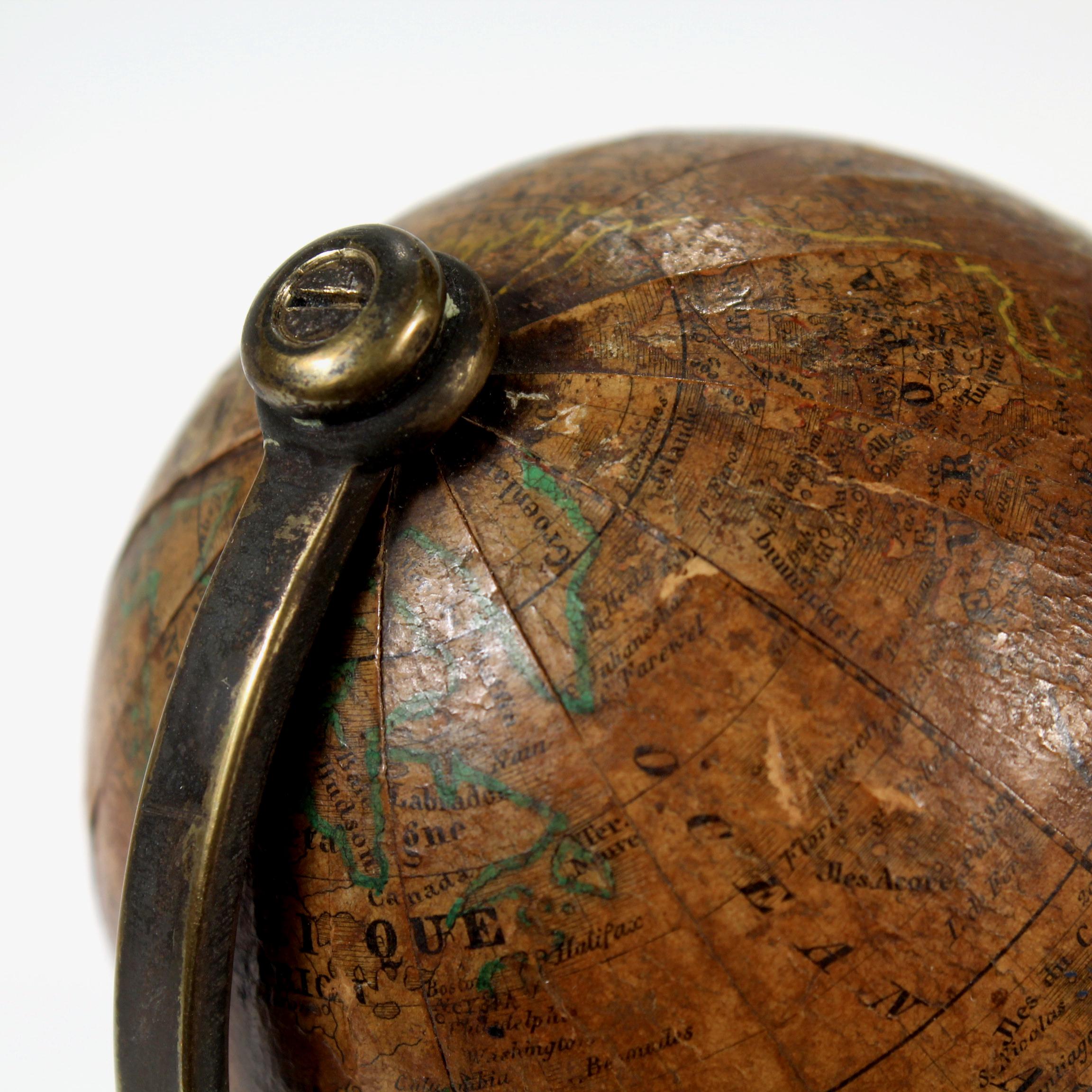Paper Antique 19th Century Miniature French Edition Globe by C. Abel-Klinger For Sale