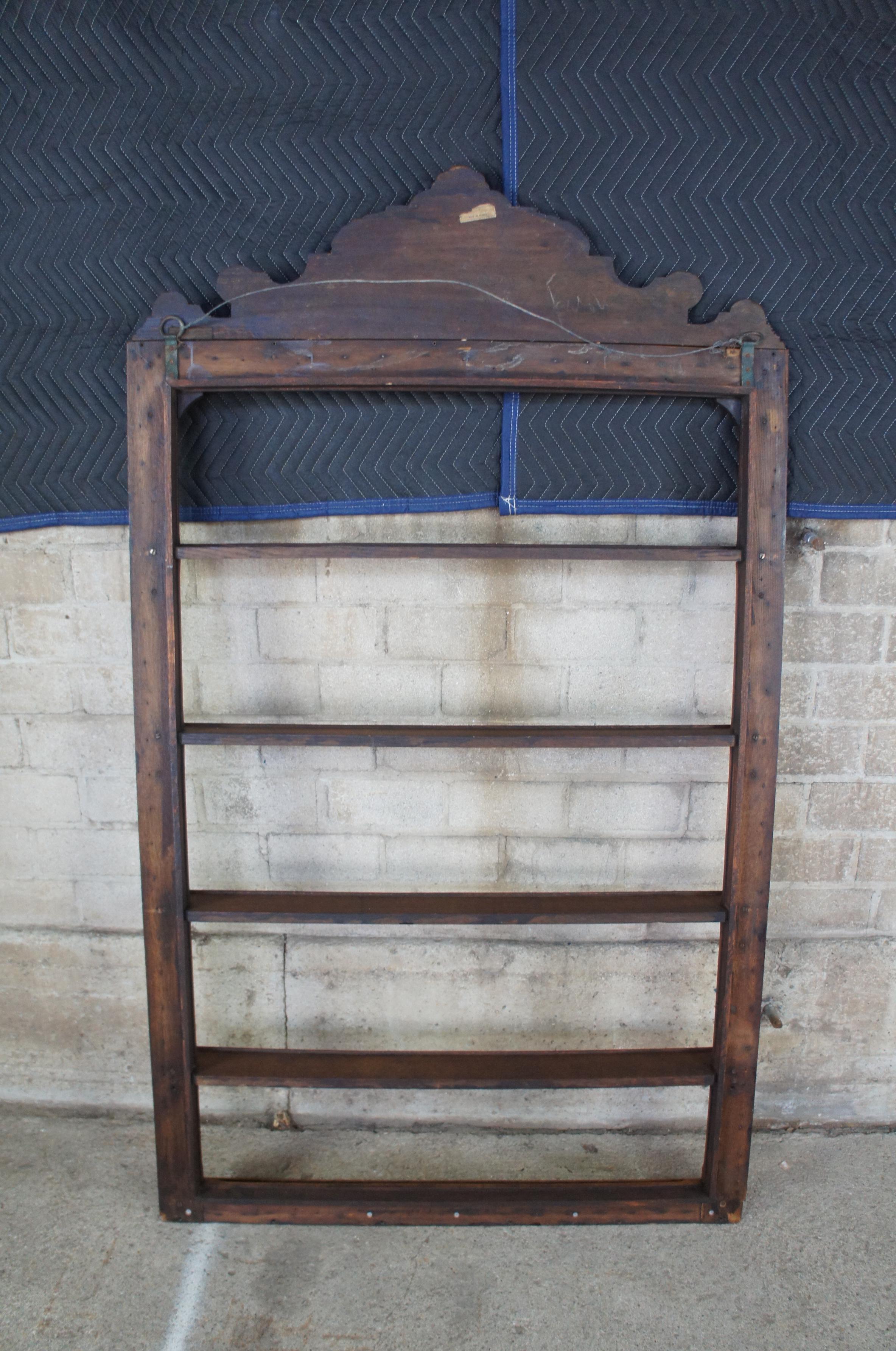 Antique 19th Century Monumental French Quartersawn Oak Carved Plate Rack Display 5