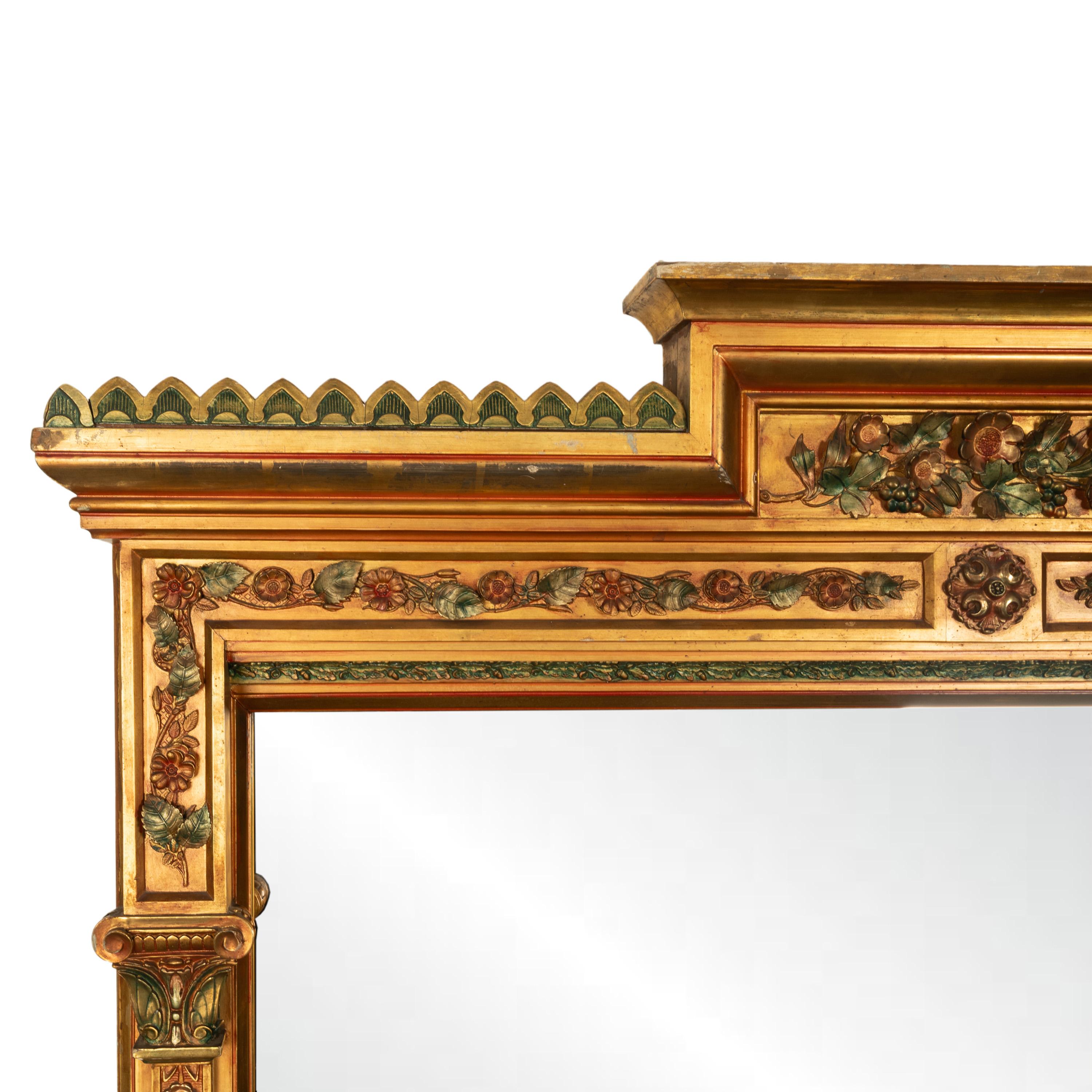 Antique Mirror monumentale del XIX secolo in legno dorato a tutta lunghezza 1860 In condizioni buone in vendita a Portland, OR