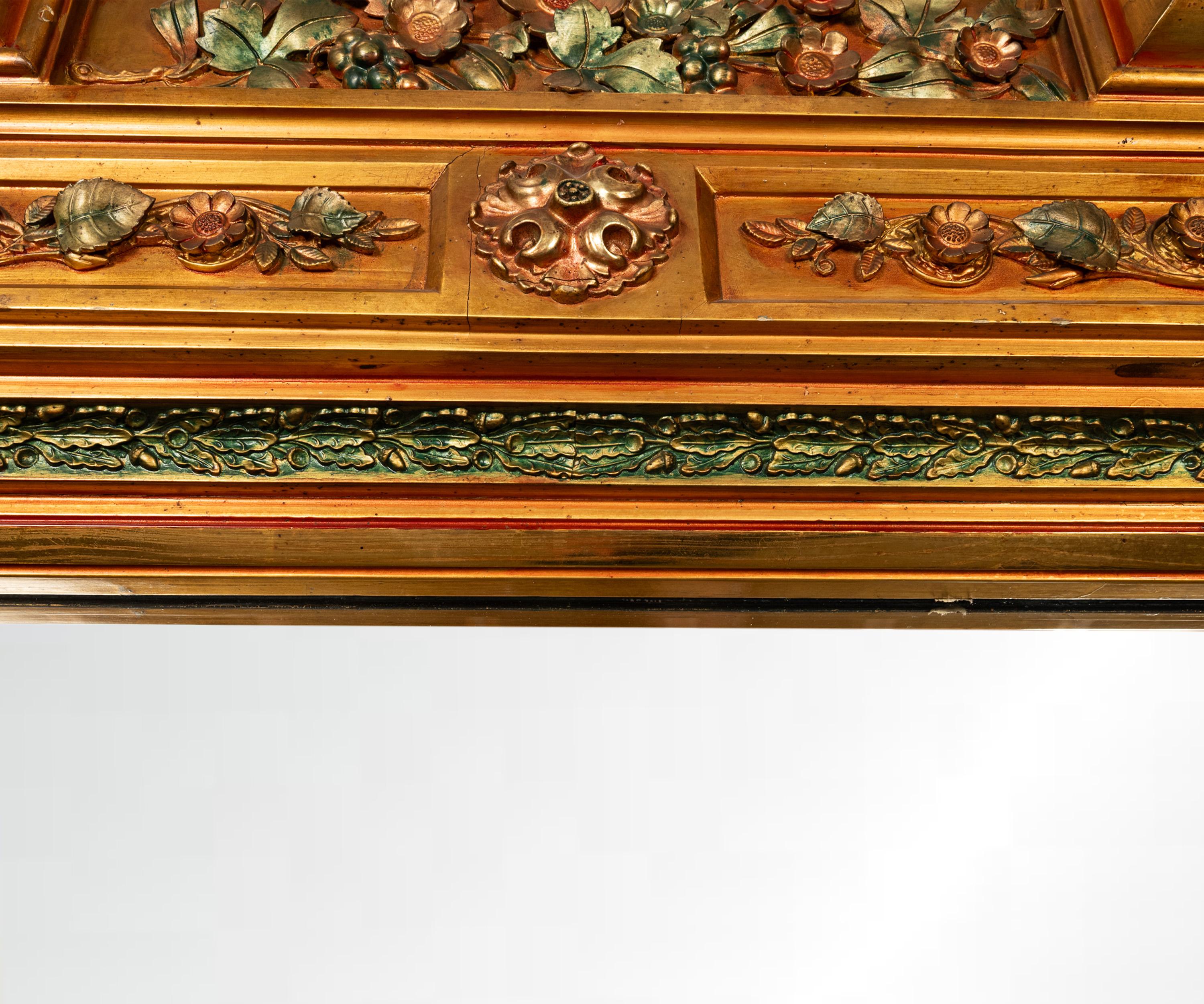 Antique Mirror monumentale del XIX secolo in legno dorato a tutta lunghezza 1860 in vendita 1