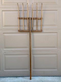 Antique 19th Century Large Hand Made Wooden Pitchfork