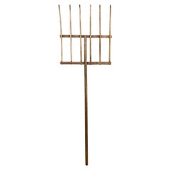 Fourche en bois monumentale ancienne du 19e siècle, faite à la main