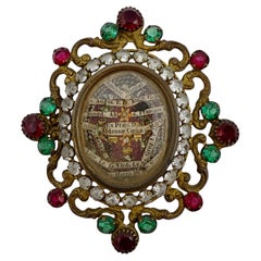 Antique 19th Century Multi-Saint Catholic Reliquary in Jeweled Frame