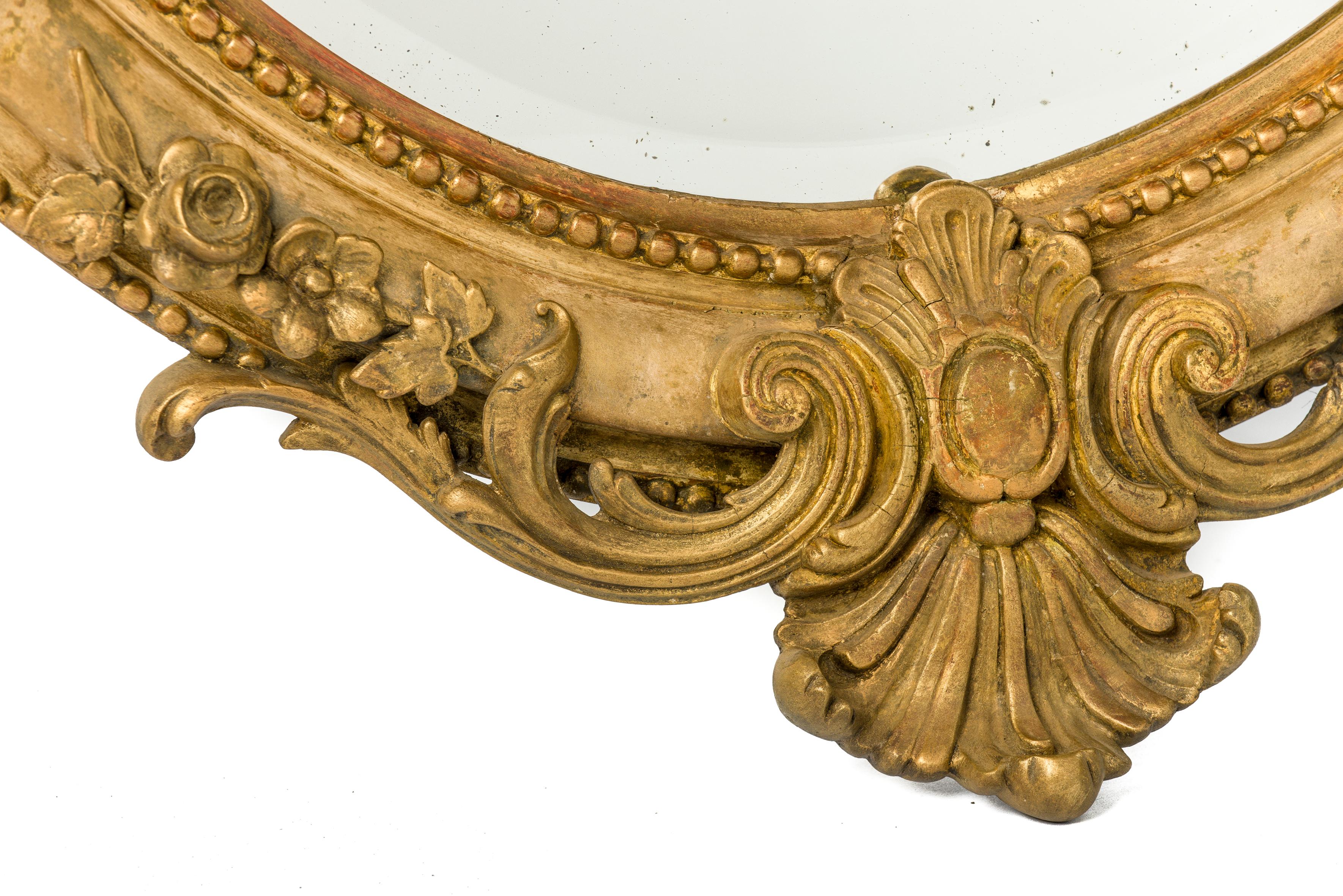 Antike 19. Jahrhundert Napoleon III Französisch Oval Spiegel (Gips) im Angebot