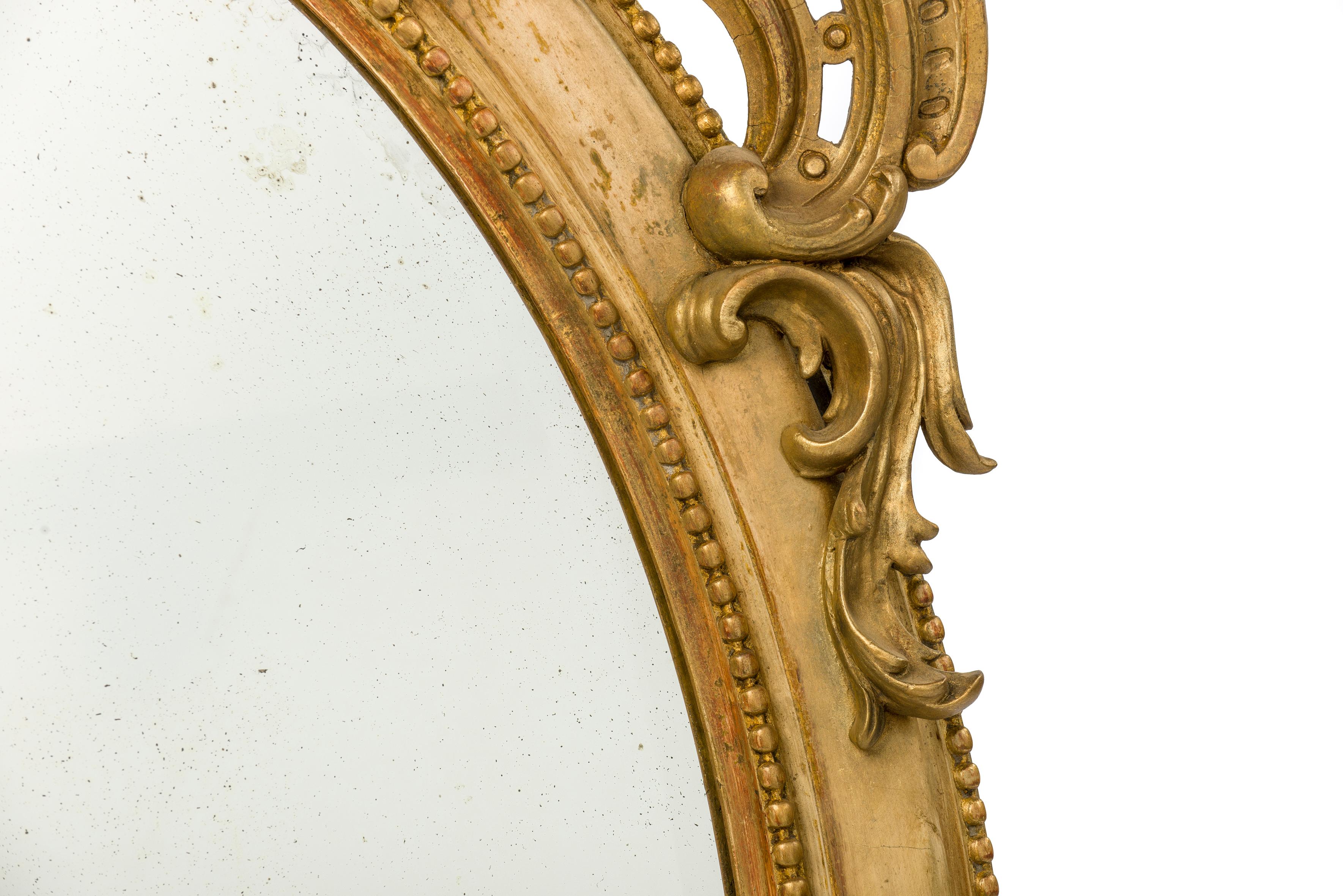 Antike 19. Jahrhundert Napoleon III Französisch Oval Spiegel im Angebot 1