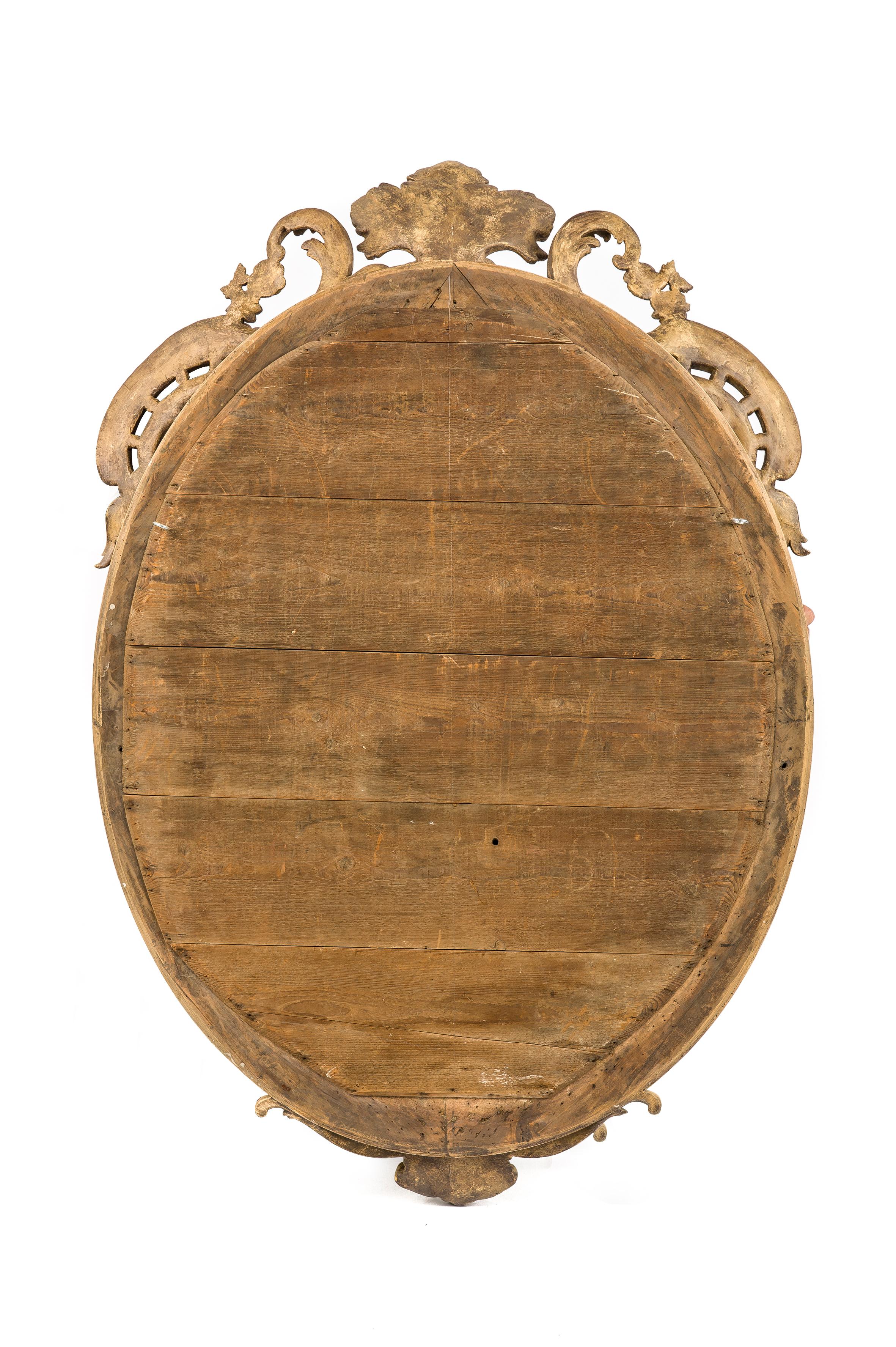 Gesso Antique 19th Century Napoleon III French Oval Mirror For Sale