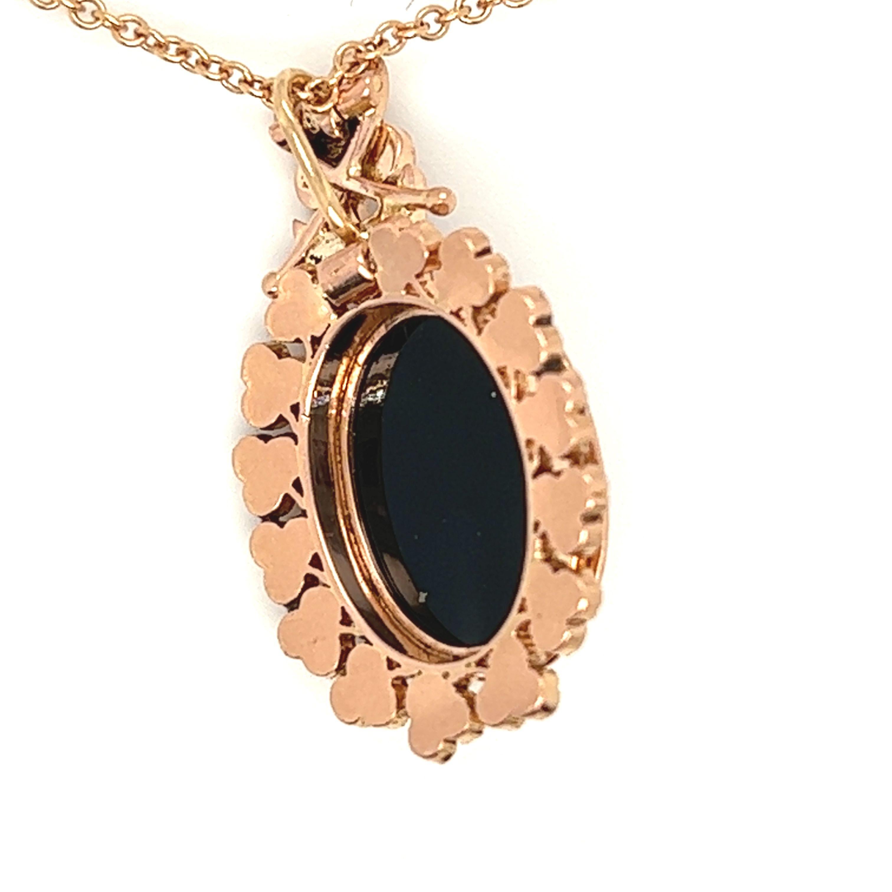 Antique 19th Century Natural Pearl Onyx Cameo Ring and Pendant Set For Sale 6